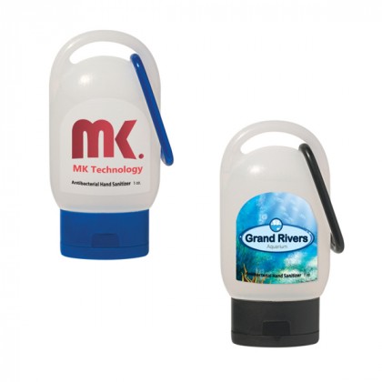 Custom Logo Imprinted hand Sanitizer Bottles with Carabiners