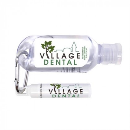 Promotional Hand Sanitizer with Lip Balm & Carabiner | Custom Sanitizer Giveaways