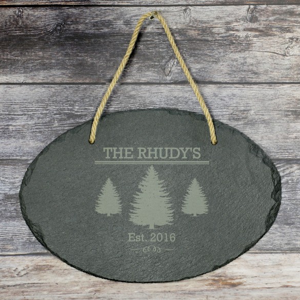 Personalized Large Oval Slate Plaque | Custom Housewarming Gifts