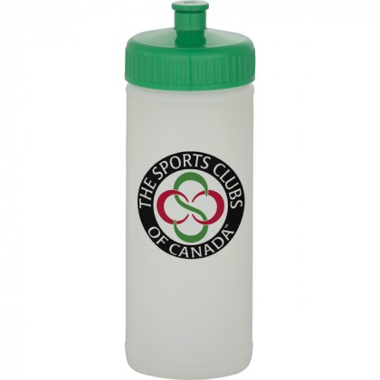 16 oz White Sport Bottle with Colored Lid | Cheap Promotional Water Bottles for Schools