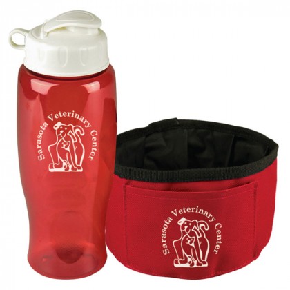 27 oz Thirsty Dog Water Bottle with Collapsible Dog Bowl | Custom Pet Supplies