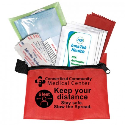 Antiseptic Towelette Healthy Living Pack | Company Logo First Aid Kits with Wet Wipes