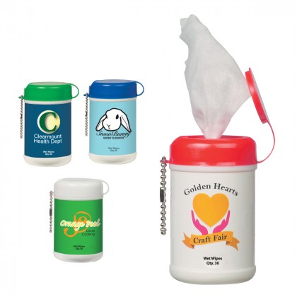 Mini Wet Wipe Canister | Promotional Antibacterial Hand Wipes