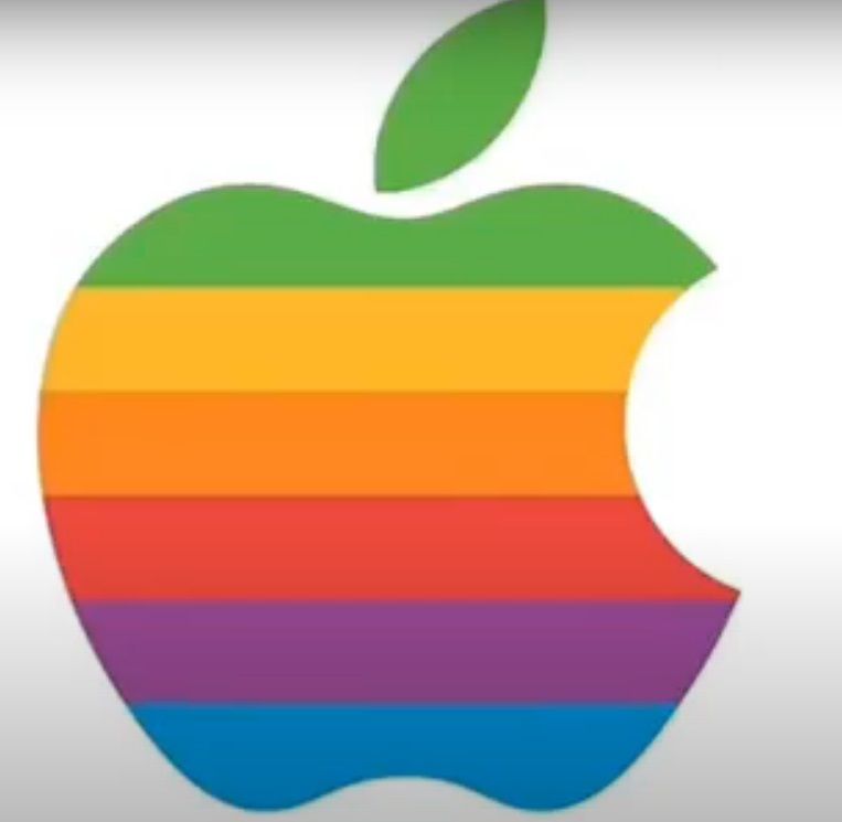 Apple Logo with Bite - Colored Stripes Version