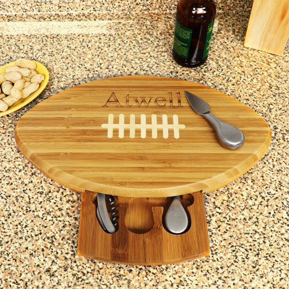 Football Cheeseboard with Cutting Tools | Custom Football Gifts 