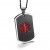 Engraved Black Medical Dog Tag with Red Inlaid Emblem