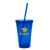 Cheap Promotional Plastic Tumblers | 16oz Economy Double Wall Tumbler | Custom Logo Printed 16 oz Tumblers - Translucent Blue