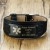 Customized Wide Black Medical ID Bracelet with Adjustable Leather Band