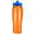 24 oz Translucent Contour Bottle Promotional Custom Imprinted With Logo -Translucent Orange With Royal Blue Lid