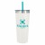 Customized Colma Basics Tumbler - 24 oz - White with Teal Straw