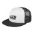 Flat Bill Trucker Cap | Cheap Promotional Flat Bill Hats with Logo | Wholesale Polyester Business Logo Hats - White/Black