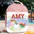 Rainbow Unicorn Personalized Pink Lunch Bag | Customized Unicorn Kids Lunch Sack