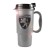 Metallic Silver  Inexpensive Commuter Travel Mugs | 16 oz Auto Mug with Company Logo | Custom Coffee Mugs with Handles 