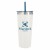 Customized Colma Basics Tumbler - 24 oz - White with Blue Straw