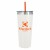 Customized Colma Basics Tumbler - 24 oz - White with Orange Straw