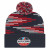 Embroidered Bar Design Knit Cap with Cuff