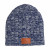 Navy Custom Beanie with Leather Logo Patch - Winter Business Gifts