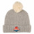 Embroidered Gray/Natural Cuffed Pom Beanie