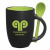 Imprinted Spooner Mug with Mug Cake Set - Matte Black with lime green