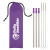 Wholesale Straight Drinking Straws | 3 Pack Stainless Steel Straw Kit | Company Branded Personalized Straws - Purple