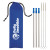 Wholesale Straight Drinking Straws | 3 Pack Stainless Steel Straw Kit | Company Branded Personalized Straws - Royal Blue