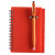 Imprinted Translucent Cover Journal with Pen  - Translucent Red journal, orange pen