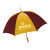 Premium Imprinted Windproof umbrella with pewter tipped wooden shaft - maroon/gold