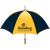 Premium Imprinted Windproof umbrella with pewter tipped wooden shaft - navy blue/gold