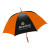 Premium Imprinted Windproof umbrella with pewter tipped wooden shaft - orange/black