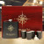 Vintage Compass Personalized Black Flask Gift Set