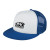 Flat Bill Trucker Cap | Cheap Promotional Flat Bill Hats with Logo | Wholesale Polyester Business Logo Hats - Royal Blue/White
