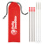 Wholesale Straight Drinking Straws | 3 Pack Stainless Steel Straw Kit | Company Branded Personalized Straws - Red