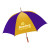 Premium Imprinted Windproof umbrella with pewter tipped wooden shaft - purple/gold