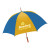 Premium Imprinted Windproof umbrella with pewter tipped wooden shaft - royal blue/gold