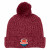 Embroidered Burgundy/Natural Cuffed Pom Beanie