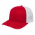 Red/White Embroidered Mesh Back Trucker Cap with Modified Flat Visor