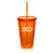 Promotional Double Wall Acrylic Tumbler with Straw - Orange