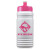 Imprinted UpCycle RPET Bottle Push Pull Lid - Eco White bottle, Pink lid