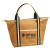 Fashion Poly Canvas Striped Handle Tote with Imprint | Promo Tote Bags - Tan