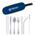 Promotional Stainless Steel Cutlery Set in Pouch - Navy blue