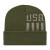 Embroidered Patriotic Knit Cap with Cuff Olive Khaki