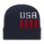 Embroidered Patriotic Knit Cap with Cuff True Navy White True Red