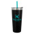 Customized Colma Basics Tumbler - 24 oz - Black with Teal Straw