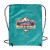  Teal Full Color Logo Polyester Drawstring Backpack