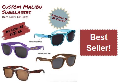 Best seller, Custom Malibu sunglasses, as low as $1.31 ea