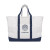 Printed Logo Madelyn Cotton Canvas Tote Bag Natural with navy