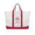 Printed Logo Madelyn Cotton Canvas Tote Bag Natural with red