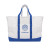 Printed Logo Madelyn Cotton Canvas Tote Bag Natural with royal blue