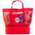 2 in 1 Striped Mesh Beach Bag Cooler - Red