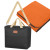 Custom Hefty Cooler Bag with Fleece Blanket - Orange Blanket, Black Bag